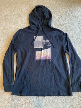 American Eagle Outfitters Black Hoodie with Sunset Graphic